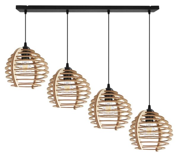 Závěsné svítidlo Timber, 4x dřevěné stínítko, n
