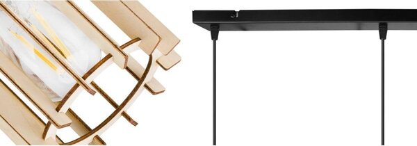 Závěsné svítidlo Timber 7, 3x dřevěné stínítko