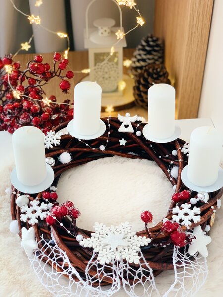 BRIMOON Adventní věnec bílý