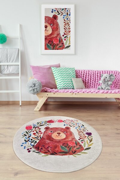 Conceptum Hypnose Kusový koberec Bears Garden, Vícebarevná, 140 cm KRUH