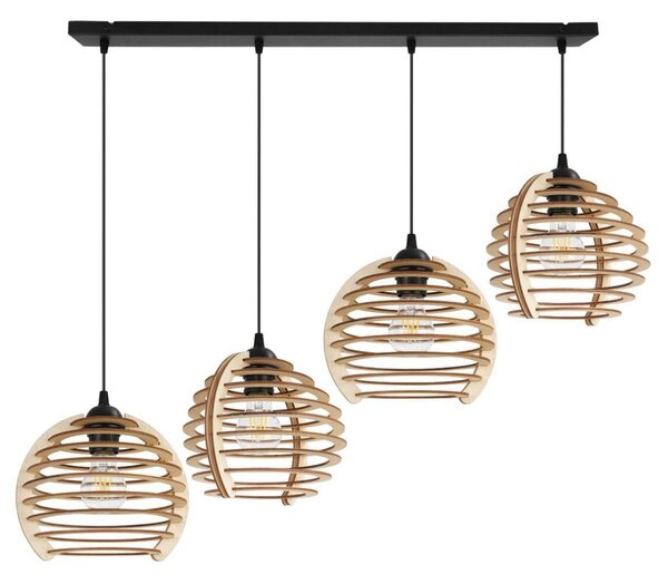 Závěsné svítidlo Timber, 4x dřevěné stínítko, n