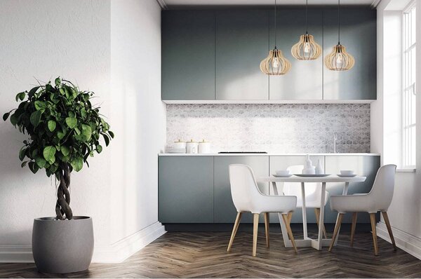 Závěsné svítidlo Timber 3, 3x dřevěné stínítko