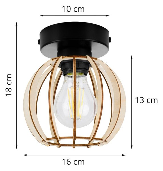 Stropní svítidlo Timber 8, 1x dřevěné stínítko, kb