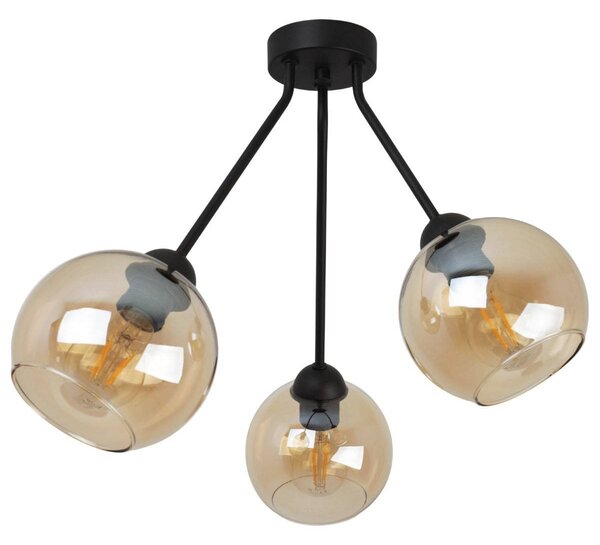 Stropní svítidlo Haga Trio, 3x medové skleněné stínítko
