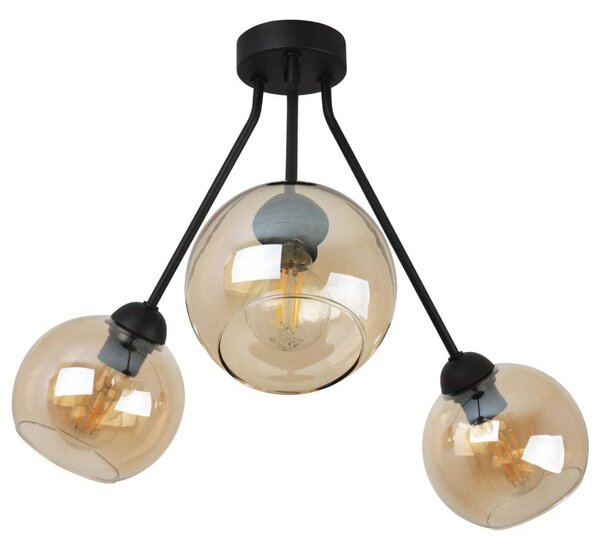Stropní svítidlo Haga Trio, 3x medové skleněné stínítko