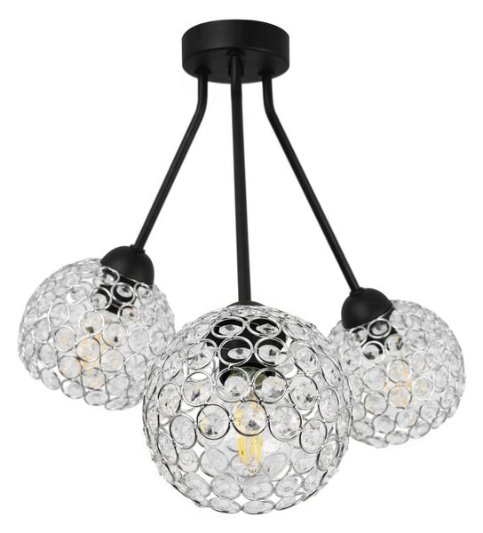 Stropní svítidlo Crystal Trio, 3x stříbrné křišťálové stínítko