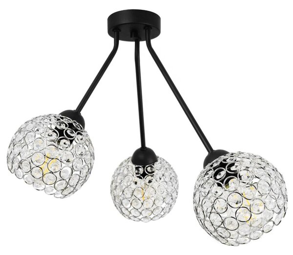 Stropní svítidlo Crystal Trio, 3x stříbrné křišťálové stínítko