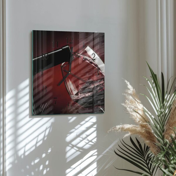 Skleněné hodiny na stěnu Sklenice na víno zskc-30x30-00183692