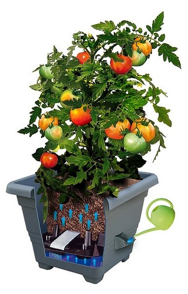 Samozavlažovací květináč BERGAMOT, terakota, Plastia