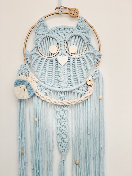 BRIMOON Sova macramé závěsná dekorace 66 x 28 cm Barva: Růžová
