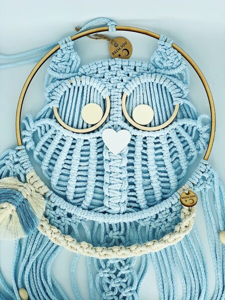 BRIMOON Sova macramé závěsná dekorace 66 x 28 cm Barva: Růžová