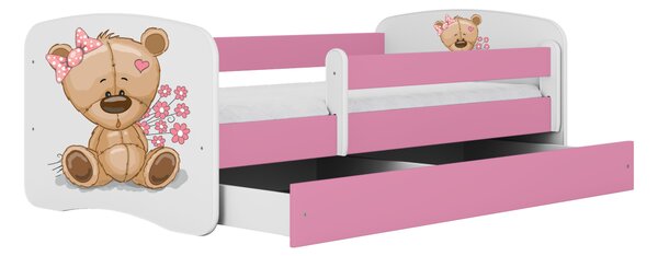 Kocot kids Postel Babydreams méďa s kytičkami růžová, varianta 70x140, bez šuplíků, bez matrace