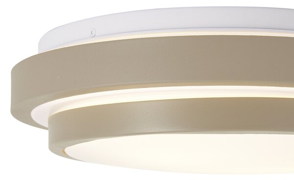 Moderní stropní svítidlo taupe s bílou 34 cm 2-světelné IP44 - Walden