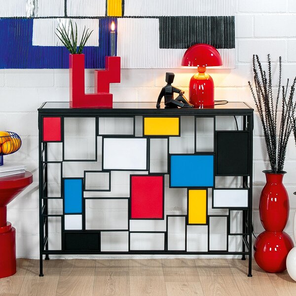 Gilde příborník, "Mondrian", sklo, kov, černá,Polyuretan1, d. 33 cm, š. 102 cm, v. 81 cm výška: 81.00 cm šířka: 102.00 cm hloubka: 33.00 cm 74207