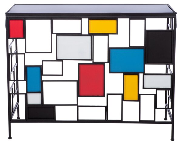 Gilde příborník, "Mondrian", sklo, kov, černá,Polyuretan1, d. 33 cm, š. 102 cm, v. 81 cm výška: 81.00 cm šířka: 102.00 cm hloubka: 33.00 cm 74207