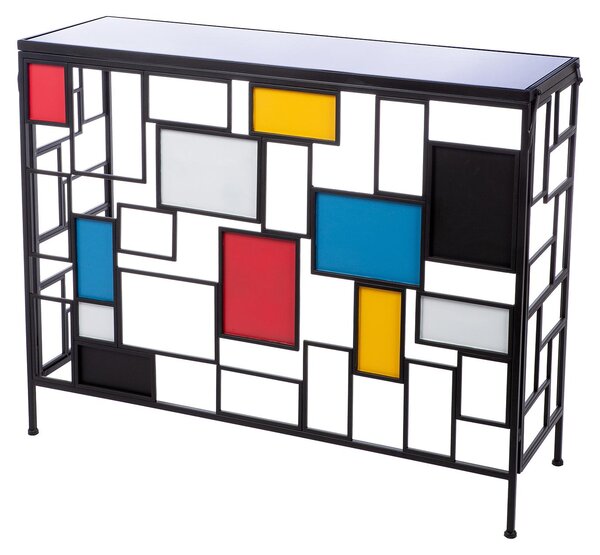 Gilde příborník, "Mondrian", sklo, kov, černá,Polyuretan1, d. 33 cm, š. 102 cm, v. 81 cm výška: 81.00 cm šířka: 102.00 cm hloubka: 33.00 cm 74207