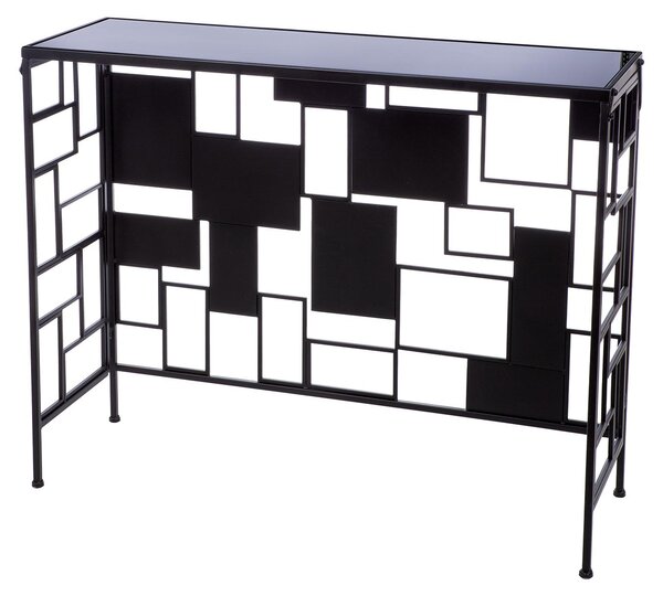 Gilde příborník, "Mondrian", sklo, kov, černá,Polyuretan1, d. 33 cm, š. 102 cm, v. 81 cm výška: 81.00 cm šířka: 102.00 cm hloubka: 33.00 cm 74207