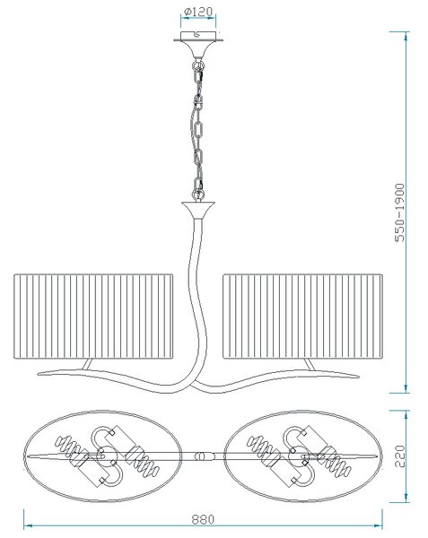 Mantra 1130 Eve 1130, závěsné svítidlo španělského výrobce, 3x20W E27, chrom/stínítko ze smetanového textilu, délka 88cm