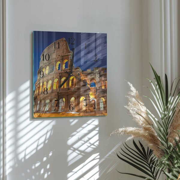 Skleněné hodiny na stěnu Koloseum zskc-30x30-00178244