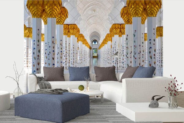 DIMEX | Vliesová fototapeta Mešita v Abu Dhabi MS-5-0972 | 375 x 250 cm| bílá, žlutá