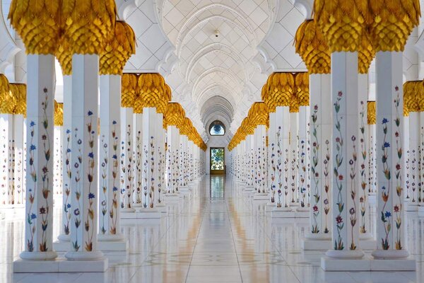 DIMEX | Vliesová fototapeta Mešita v Abu Dhabi MS-5-0972 | 375 x 250 cm| bílá, žlutá