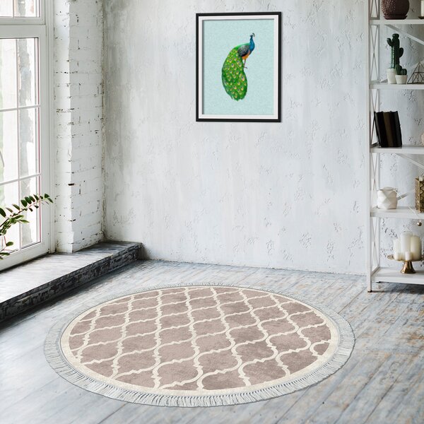Conceptum Hypnose Kusový koberec Aln400601Kr, Krémová, Hnědá Rozměr koberce: 100 cm KRUH
