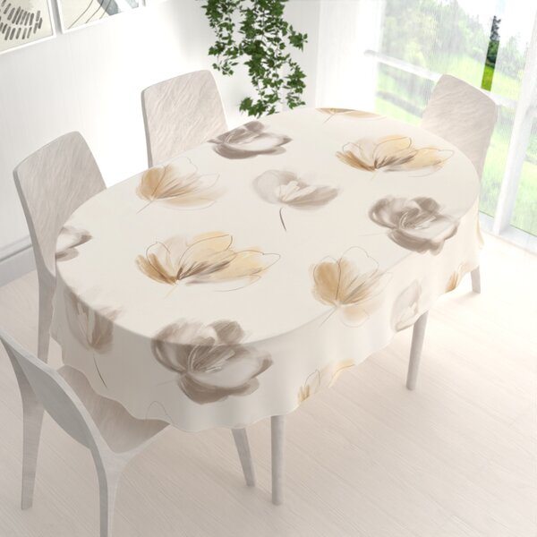 Biante Dekorační oválný ubrus PM-109 Akvarelové tulipány na krémovém 50x100 cm