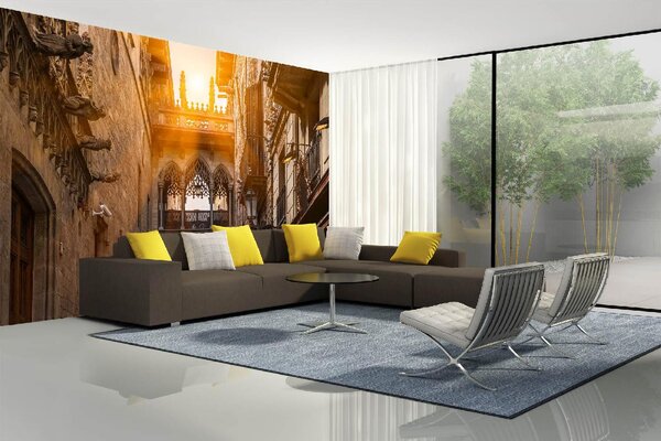 DIMEX | Vliesová fototapeta Carrer del Bisbe, Barcelona MS-5-1030 | 375 x 250 cm| béžová, hnědá