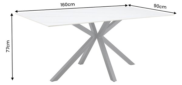 Jídelní stůl GALAXIE 160 CM keramika vzhled bílý mramor Nábytek | Jídelní prostory | Jídelní stoly | 141-179 cm