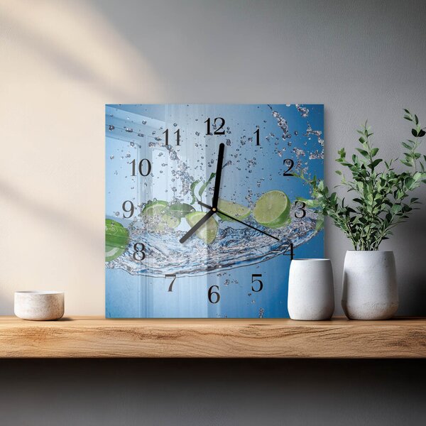 Skleněné hodiny na stěnu Limetky zskc-30x30-00179073