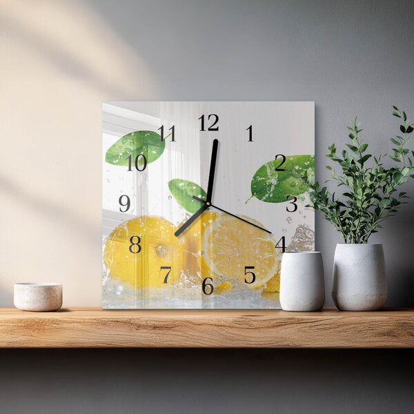 Skleněné hodiny na stěnu Citronová zskc-30x30-00183230