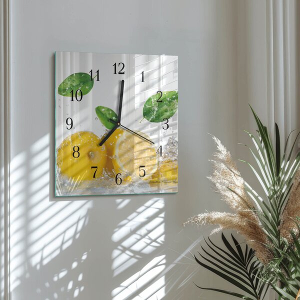 Skleněné hodiny na stěnu Citronová zskc-30x30-00183230