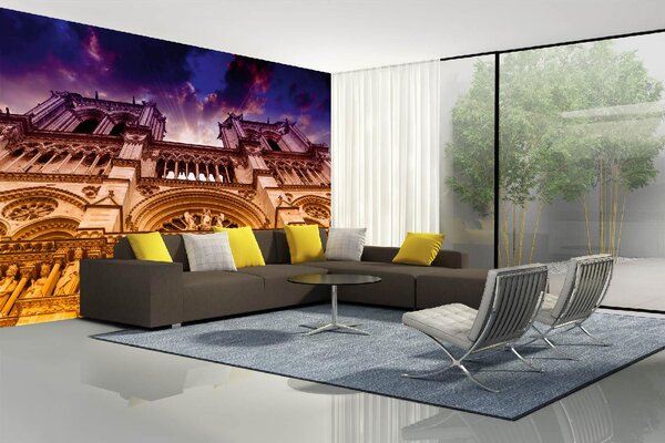 DIMEX | Vliesová fototapeta Notre Dame III. MS-5-1047 | 375 x 250 cm| modrá, fialová, žlutá
