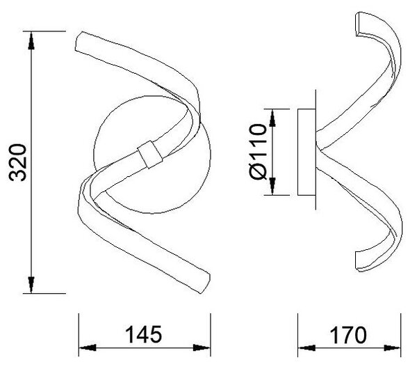 Mantra 4985 Nur, moderní nástěnné svítidlo, 10W LED 3000K, stříbrná/chrom, výška 32cm