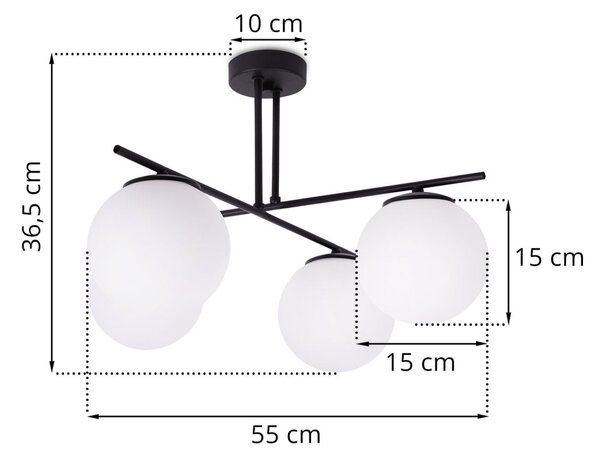 Stropní svítidlo Florence, 4x bílé skleněné stínítko
