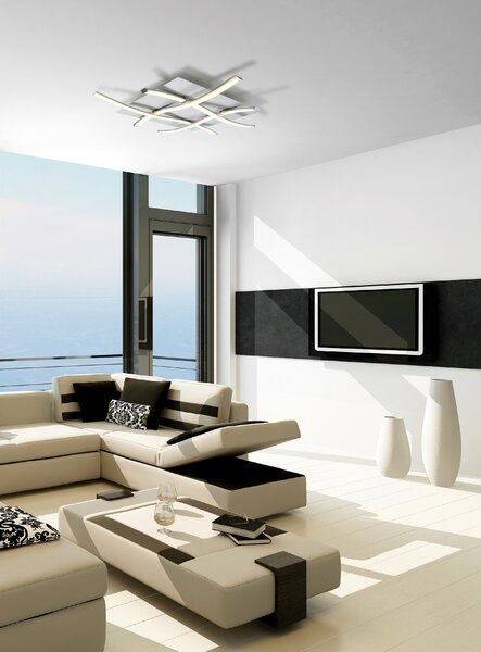 Mantra 4999 Nur, moderní stropní svítidlo, 34W LED 3000K stmívatelné, stříbrná/chrom, 57x57cm