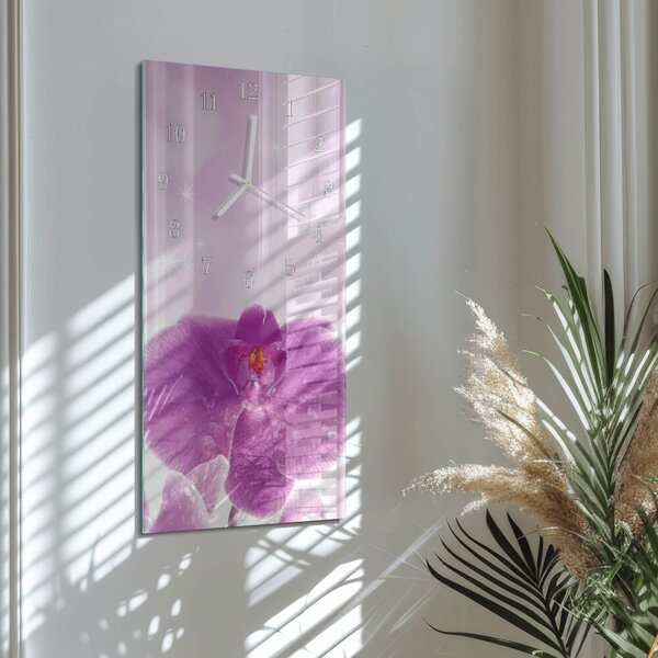 Skleněné hodiny vertikální Orchidej zsppb-30x60-00079346