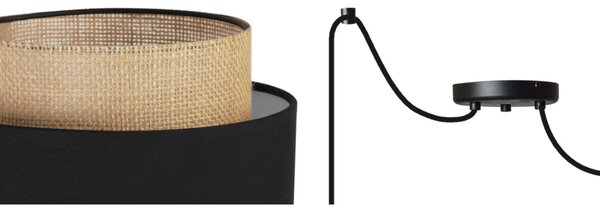 Závěsné svítidlo Boho Spider, 2x jutové/černé textilní stínítko