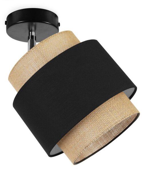 Bodové svítidlo Boho, 1x jutové/černé textilní stínítko, (možnost polohování)