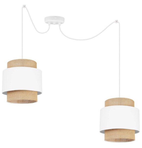Závěsné svítidlo Boho Spider, 2x jutové/bílé textilní stínítko