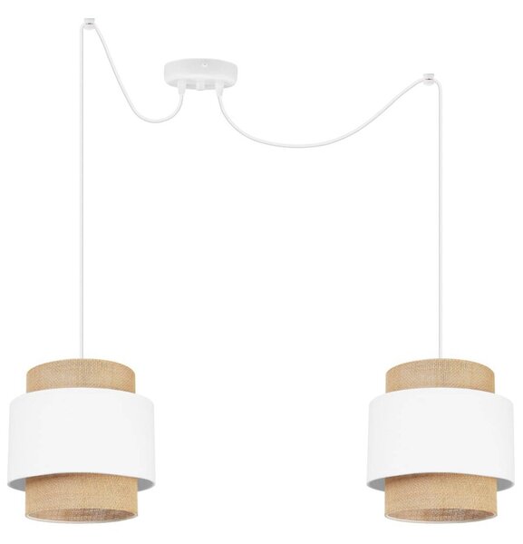 Závěsné svítidlo Boho Spider, 2x jutové/bílé textilní stínítko