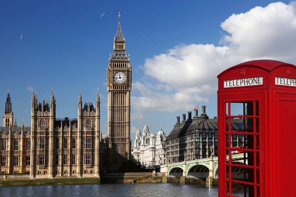 DIMEX | Vliesová fototapeta Big Ben v Londýně MS-5-1130 | 375 x 250 cm| zelená, modrá, červená, bílá, béžová