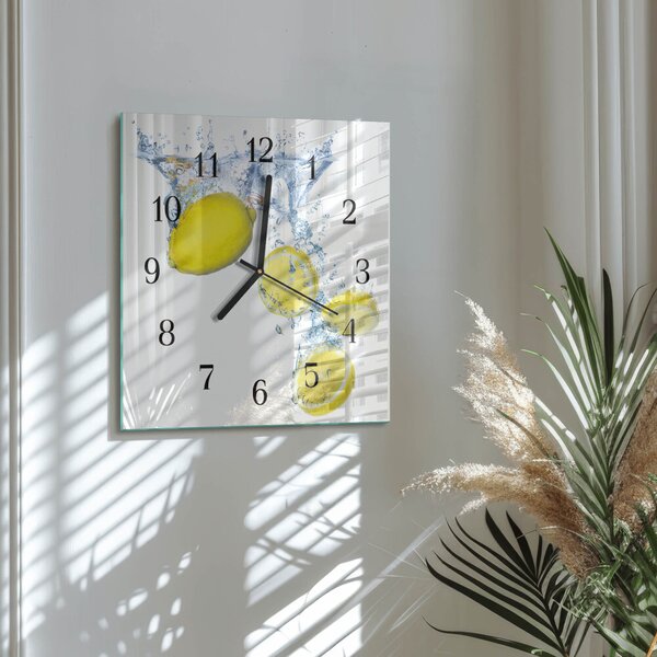 Skleněné hodiny na stěnu Citrony zskc-30x30-00182442