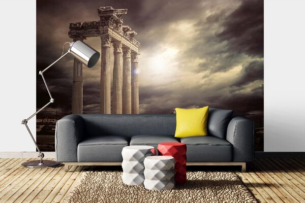 DIMEX | Vliesová fototapeta Chrám Apollon MS-5-1136 | 375 x 250 cm| béžová, šedá