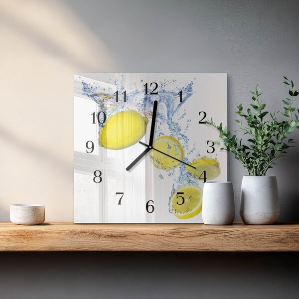 Skleněné hodiny na stěnu Citrony zskc-30x30-00182442