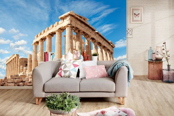 DIMEX | Vliesová fototapeta Parthenon, Řecko MS-5-1139 | 375 x 250 cm| modrá, bílá, béžová