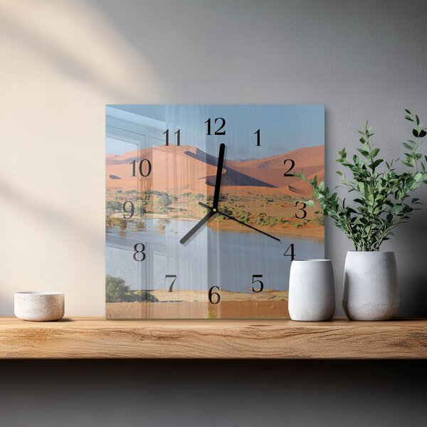 Skleněné hodiny na stěnu Poušť zskc-30x30-00178421