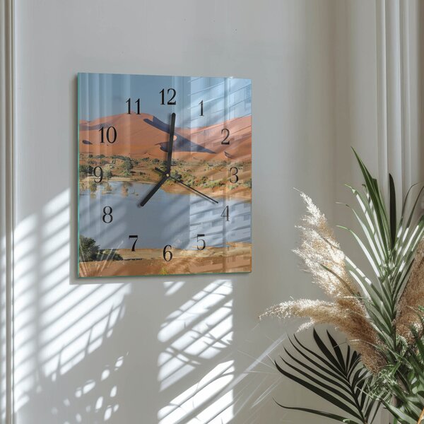 Skleněné hodiny na stěnu Poušť zskc-30x30-00178421