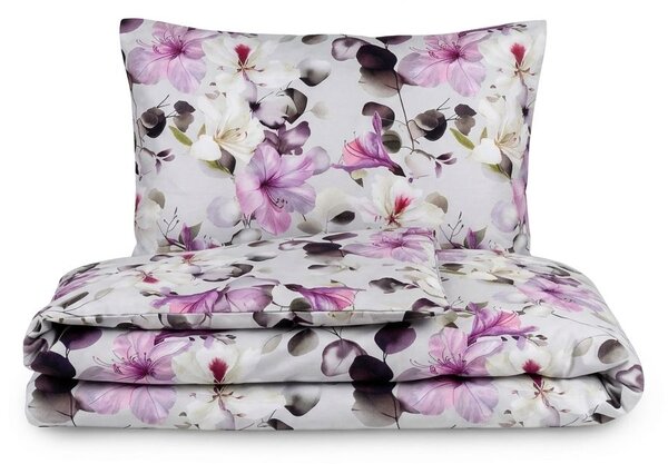 Kvalitex Saténové povlečení Ibišek fialový 1x 140/200, 1x 70/90cm