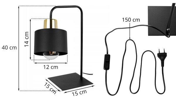 Stolní lampa Panta, 1x černé kovové stínítko, g